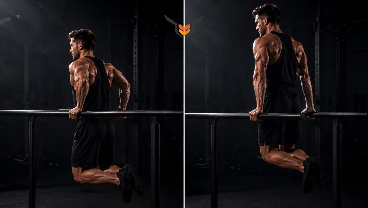 Exercice triceps : dips aux barres parall&egrave;les